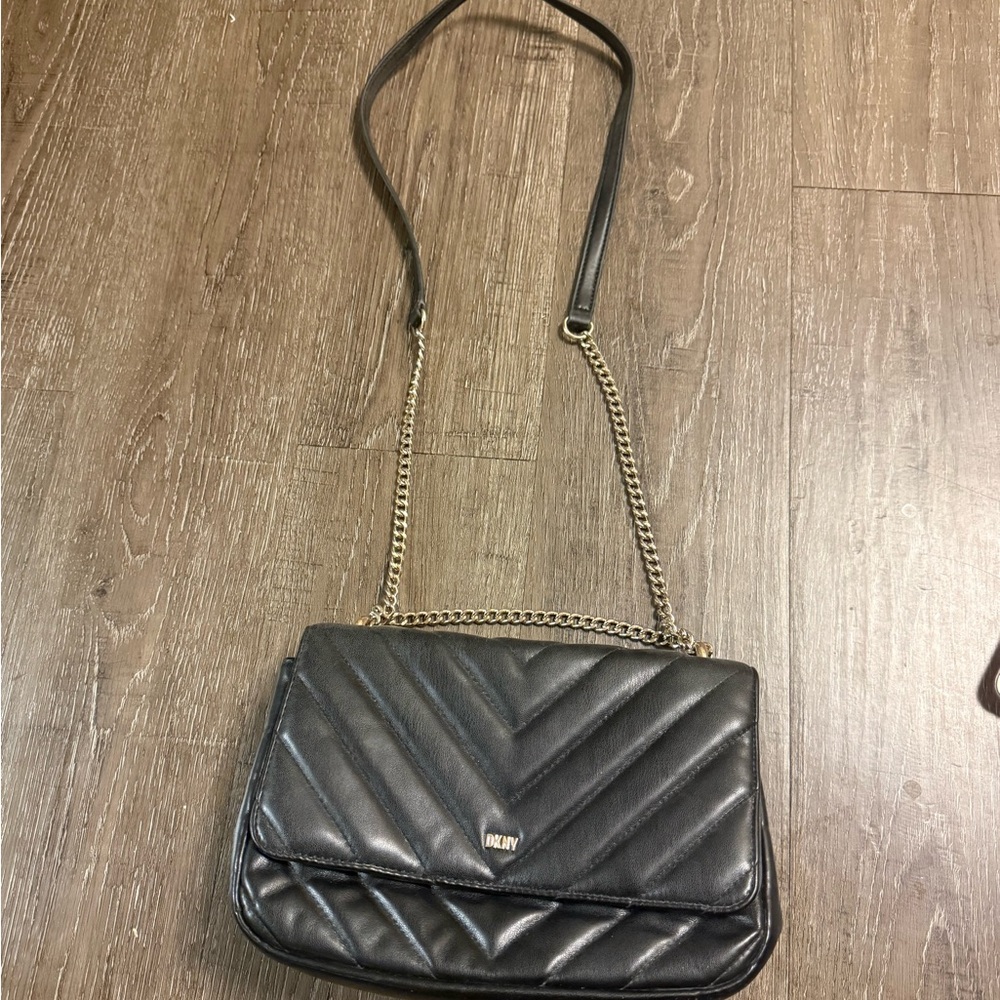 DKNY Black Chevron Shoulder Bag
